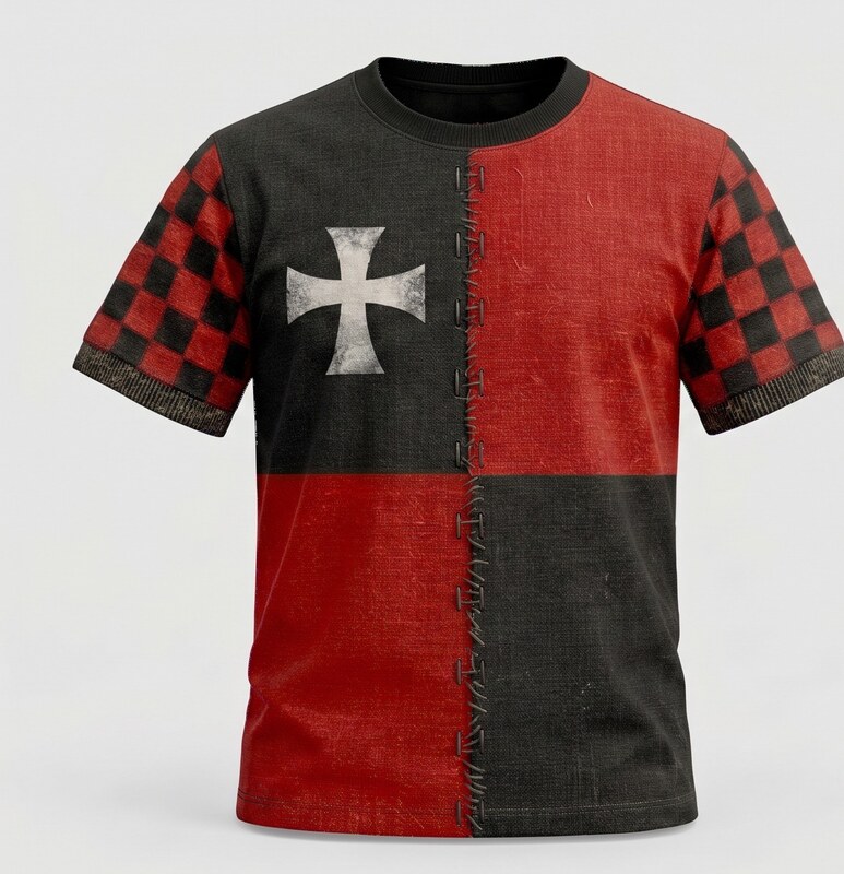 Crusader Red Flag Tee — Blood / Onyx Checker