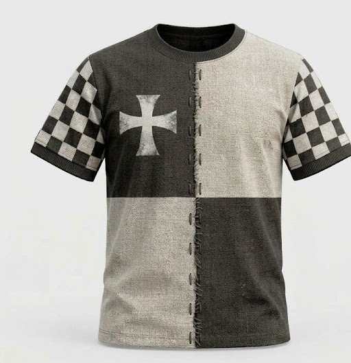 Crusader Checker Sleeve Tee — Ash / Charcoal Checker
