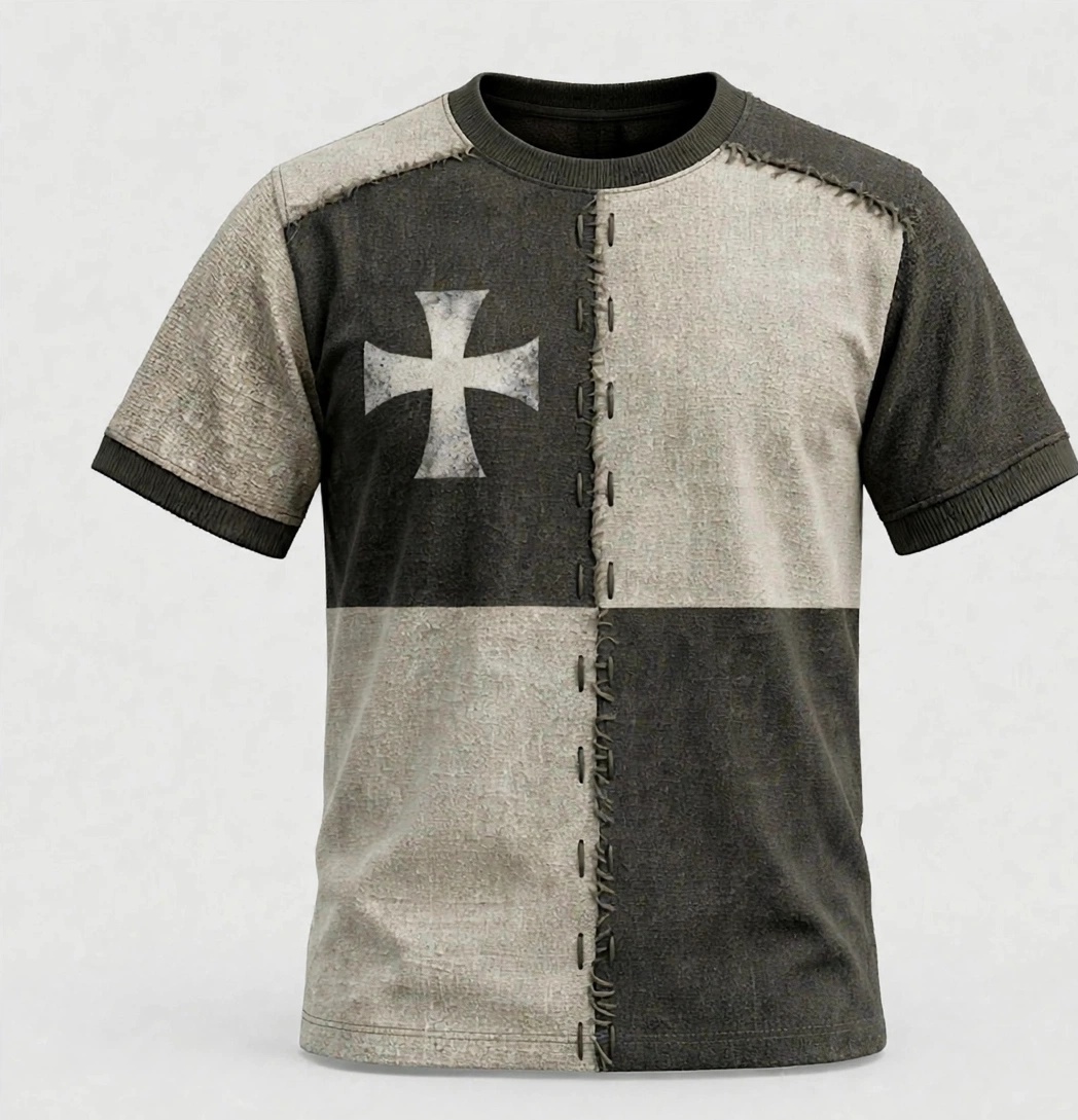 Crusader Quartered Tee — Ash / Charcoal, Counterchanged